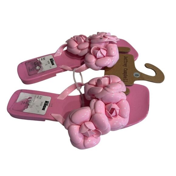 Jeffrey Campbell Fleuris Jelly Flip Flop Pink Floral Thong Sandals‎ Size 8 New - Picture 2 of 3